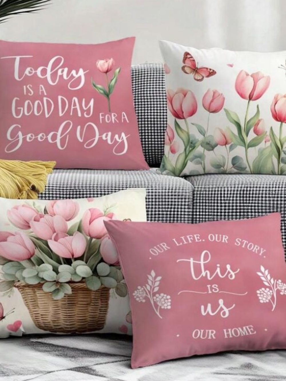 *Buy Now* Floral Tulip Indoor/Outdoor Pillow Covers- Set 4 Pieces
